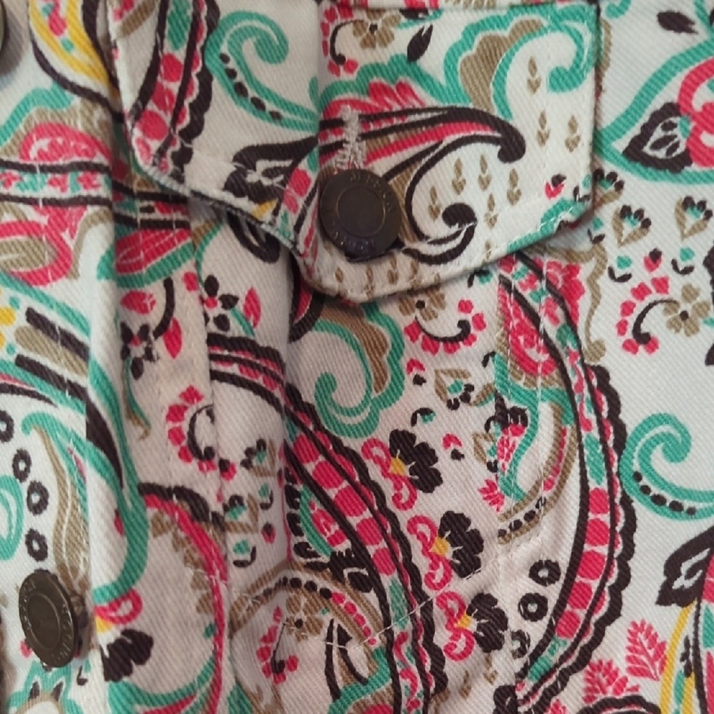 Jessica London White Multi Paisley Jean Jacket 14W - Picture 4 of 12